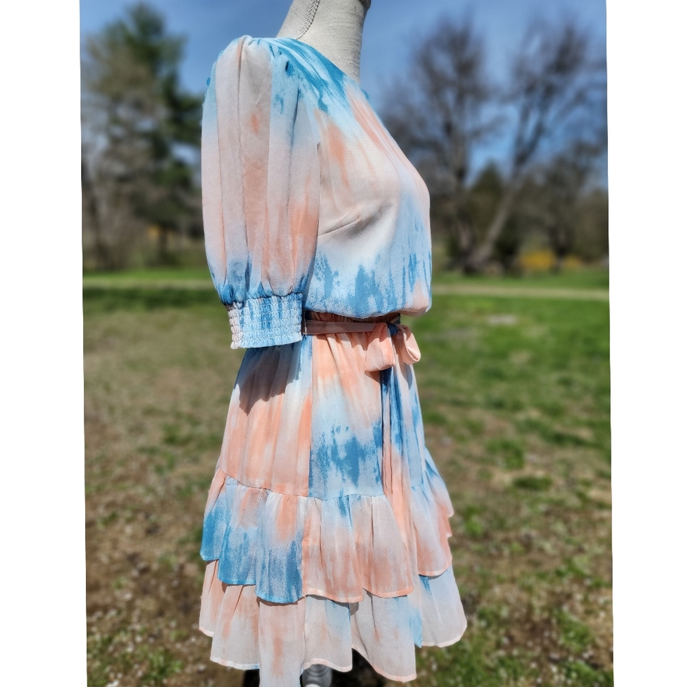 A. Calin by Flying Tomato Tie Dye Tier Mini Dress - Picture 1 of 4